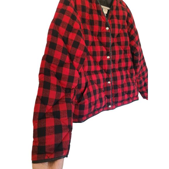 Jenni Kayne x Crescent Down Works Buffalo Check Plaid Flannel Jacket Red Size M - Picture 5 of 10
